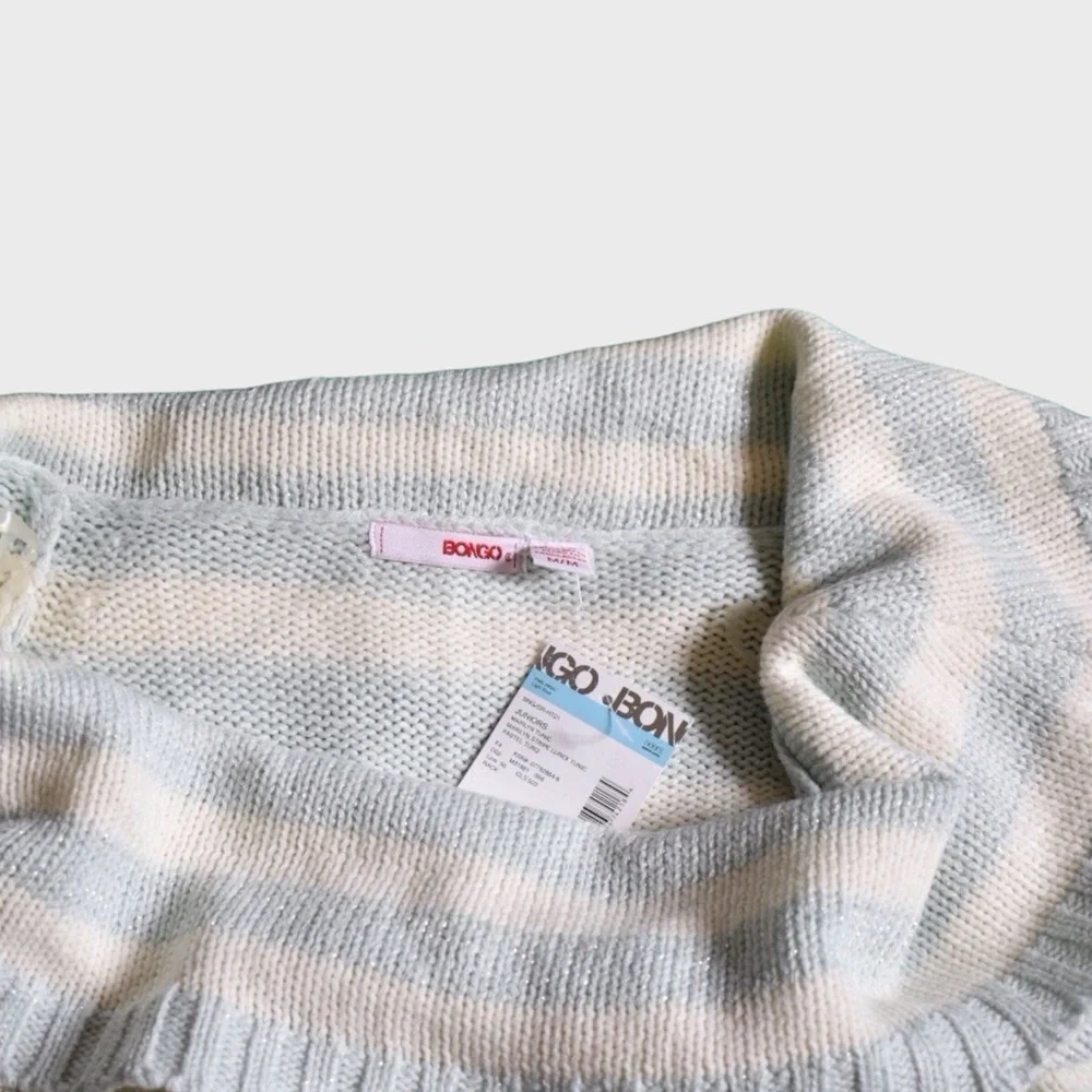 NWT BONGO Metallic Lurex Striped Off Shoulder‎ Tunic Sweater - Picture 5 of 5